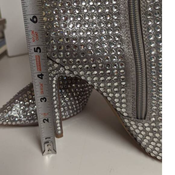 Steve Madden Winnings Rhinestone Silver Stiletto Ankle Boot 9 - Picture 8 of 12